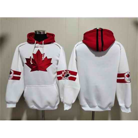 Men Team Canada White Ageless Must Have Lace Up Pullover Hoodie